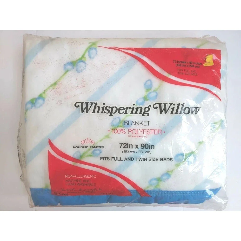 NIP Vintage MCM Blue Whispering Willow 72x90 Twin Full Sealed Unopened Blanket